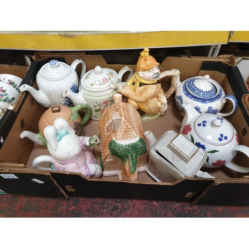 54 - Box of Assorted Novelty Tea Pots.