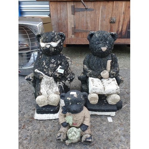 625 - Nana & Grandad Concrete Teddy Bears With Baby Bear.