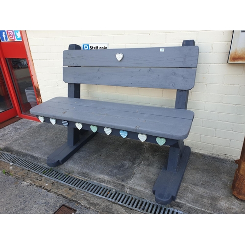 629 - Grey Patio Garden Bench with Hearts.