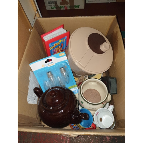 70 - Box to Include Large Teapot, Kitchen Ware etc.