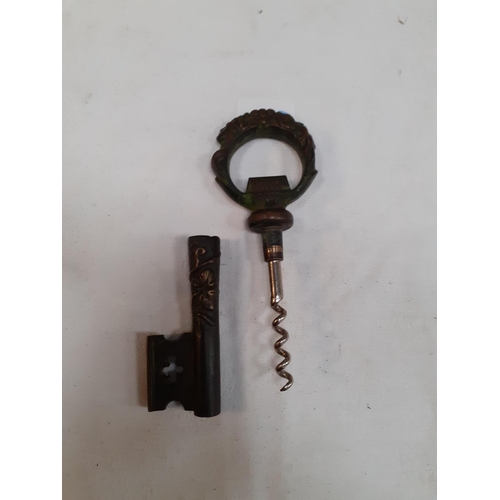 201 - Cast Vintage German Skeleton Key Corkscrew.