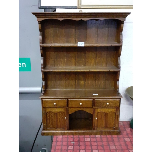 249 - Small Wall Hanging Oak Closed Back Dresser.