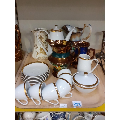 253 - Tray to Include Part Coffee Set & Various Jugs.