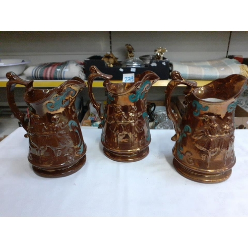 273 - Set of Three Vintage Lustre Jugs.