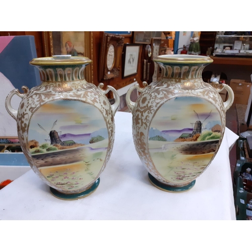 331 - Pair of Hand Painted Japan Vases.