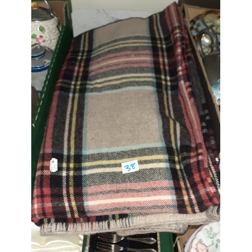 38 - Red & Black Checked Welsh Blanket.