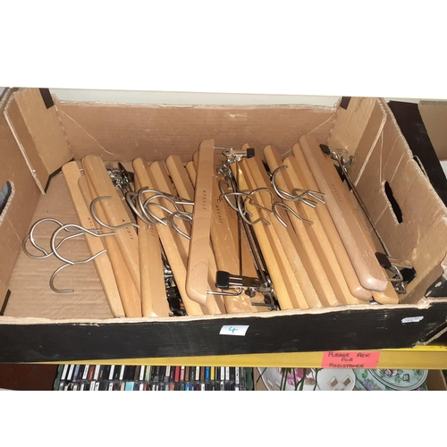 4 - Box of Wooden Coat & Trouser Hangers.