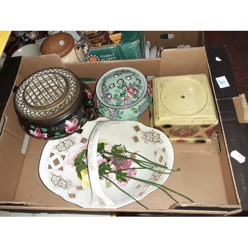 5 - Box of Assorted China to Include Rose Bowls etc.