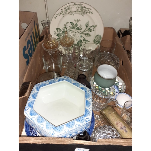 51 - Box to Include Glassware, Plated Ware, Jardiniere etc.