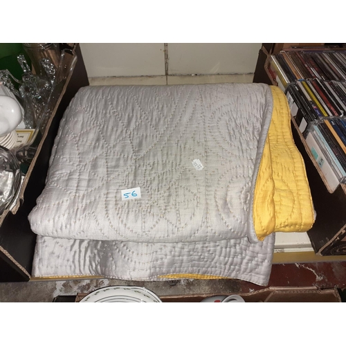 56 - Reversible Yellow & Grey Bedspread.