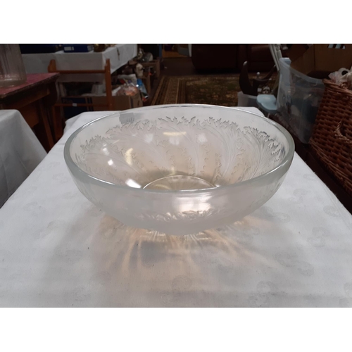 395a - 1920's Lalique Bowl approx 24cm Diameter, 9cm High - Some scratches to inside base.