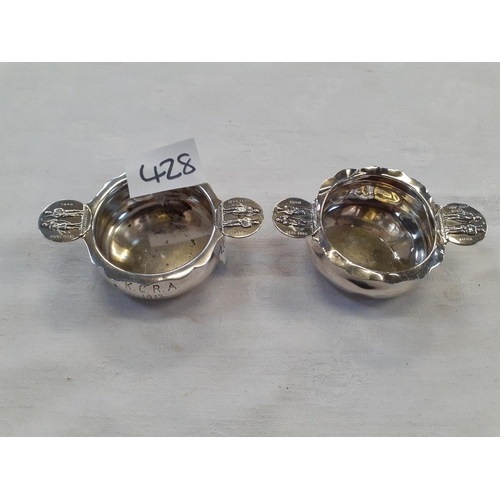 428 - Pair of Silver Hallmarked Shooting Ashtrays.