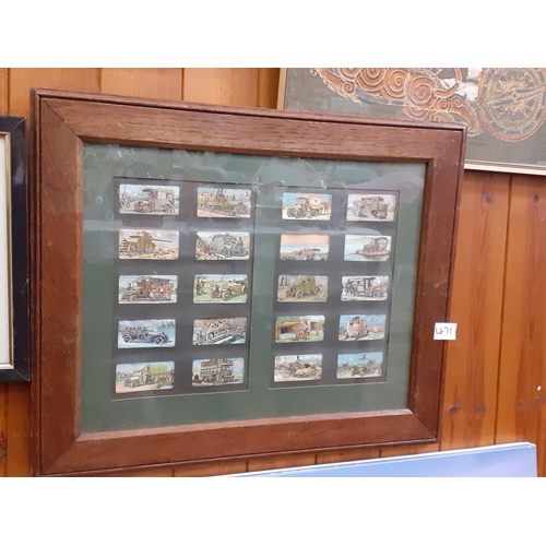 471 - Framed & Glazed Collection of Wills's Cigarettes World War 1 Military Motors Picture Cards.