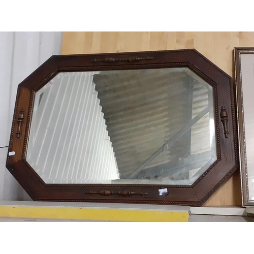 476 - Oak Framed Octagonal Wall Mirror.