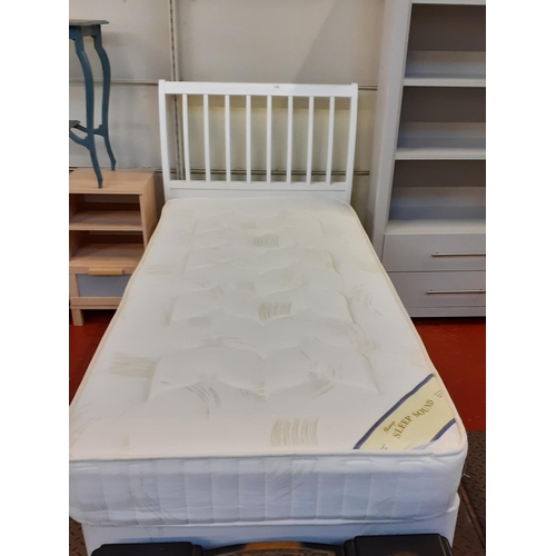 494 - Single Divan Bed with Sleep Sound Mattress and Headboard.