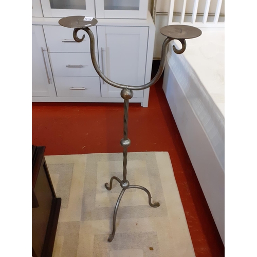 504 - Heavy Metal Two Branch Candle Holder.