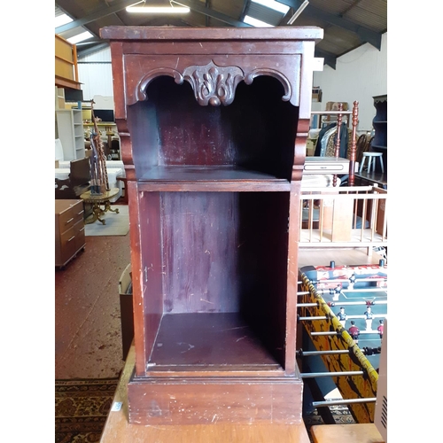 522 - Carved Front Mahogany Pot Cupboard - no door.