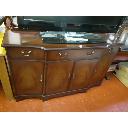 537 - Mahogany 4 Door 3 Drawer Sideboard with Unusual Shaped Front.