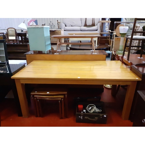 540 - Large Solid Pine Kitchen Table.