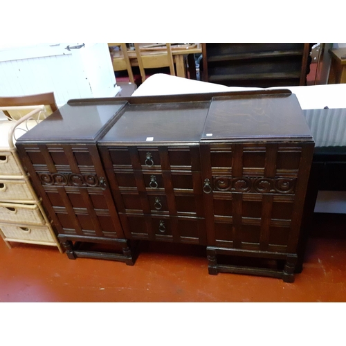 547 - Solid Oak Carved Front Sideboard with Two Drawers & Four Cupboards.