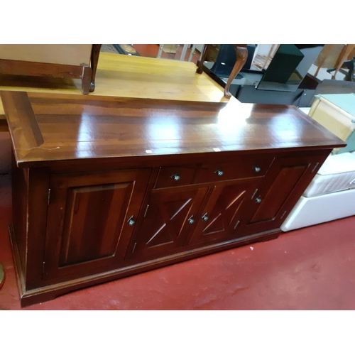 560 - Large Modern Mahogany 4 Door Single Drawer Side Board.