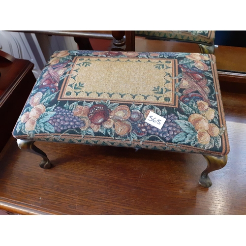 565 - Metal Legged Foot Stool with Tapestry Top.