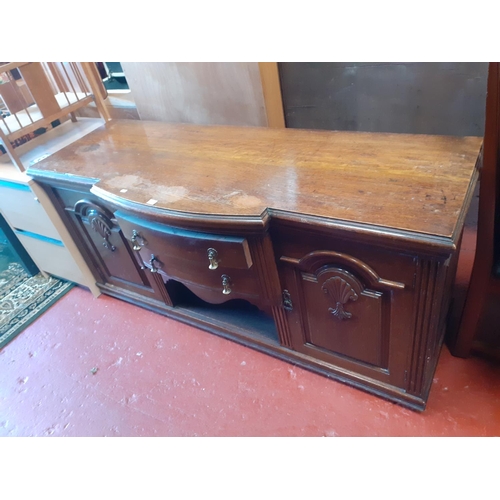 575 - Solid Oak Bow Fronted Two Drawer, Two Door Sideboard.