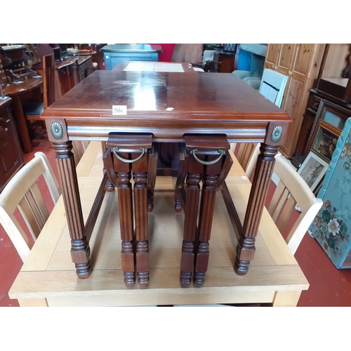 581 - Mahogany Side Table with Two Pull Out Tables Under.