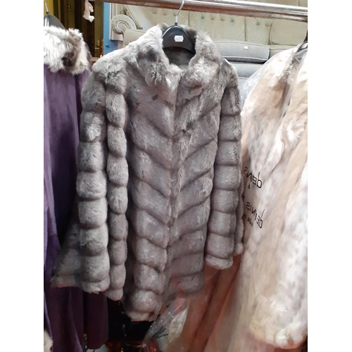 591 - 'Dennis Basso' Faux Greg Fur Swing Coat (Plus Size).