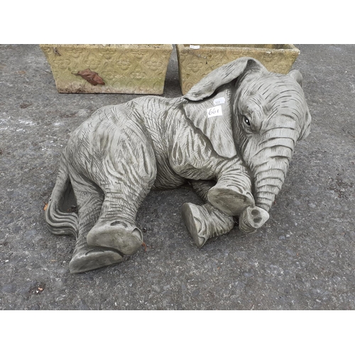 661 - Relaxing Concrete Garden Elephant.