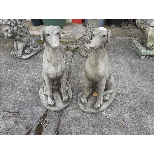 664 - Pair of Large Sitting Dog Garden Ornaments - Approx 21