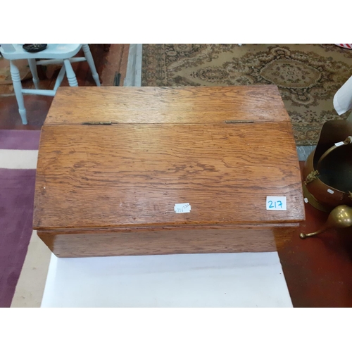 217 - Vintage Oak Desk Tidy Box.