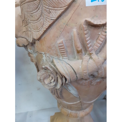 218 - Pair of Solid Soapstone Carved Urns (one has been restored).