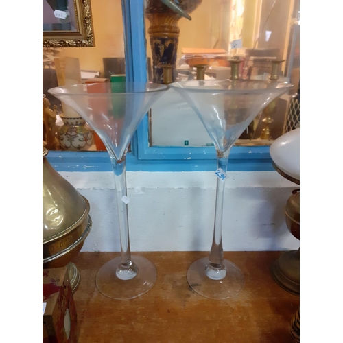 239 - Pair of Large Martini Glass Shaped Glass Vases.