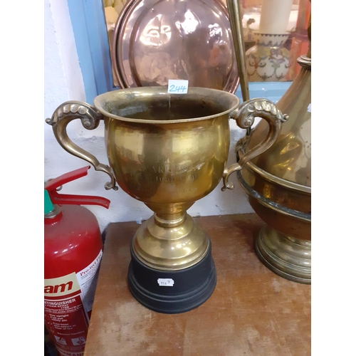 244 - Large Double Handled Plated Presentation Cup.