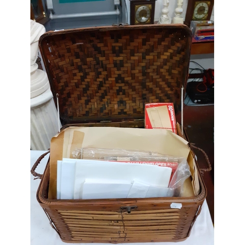 245 - Wicker Basket & Quantity of NEW Envelopes.