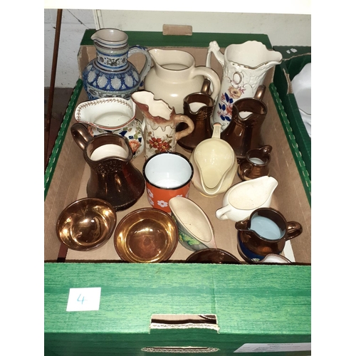 4 - Box of Lustre Jugs, Lustre Bowls & Other Jugs etc.