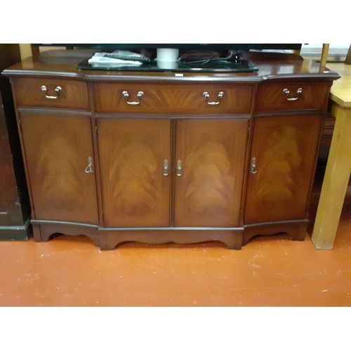 547 - Mahogany 4 Door 3 Drawer Sideboard Staggered Shape Front.