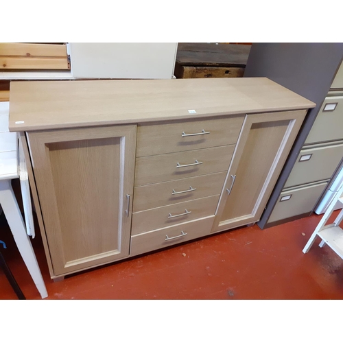 570 - Modern Light Ash Effect 5 Drawer 2 Door Sideboard.