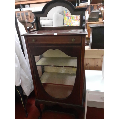 604 - Inlaid Mahogany Single Glazed Mirrored Top Display Cabinet with Drawer.