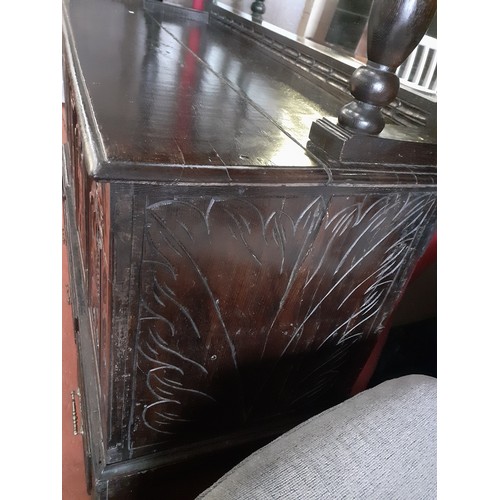 623 - Heavy Carved Dark Oak Welsh Mirror Back Sideboard 