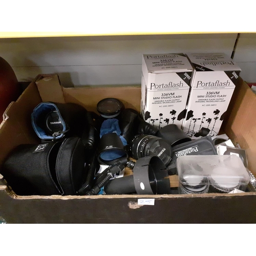 25 - Box of Various Camera Lenses.