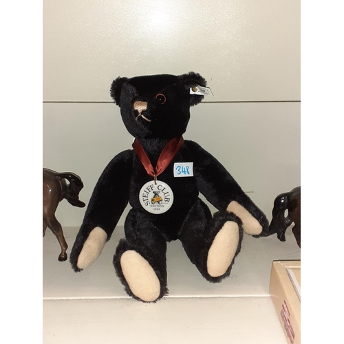 348 - Steiff Club Limited Edition 1999 Articulated 1912 Replica Black Teddy Bear with Growler, Ear Tag & M... 