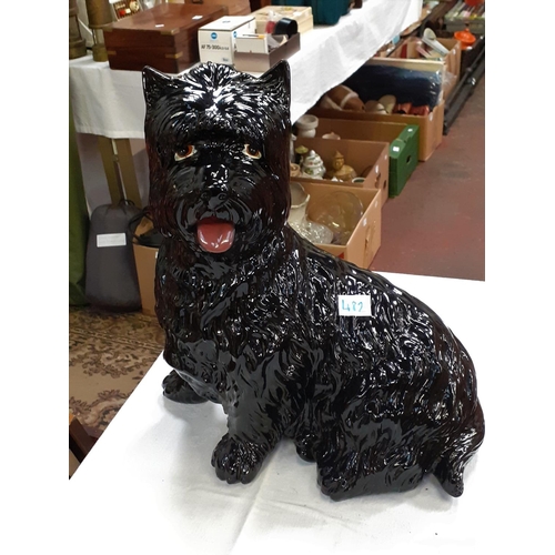 482 - Large Black Sitting Terrier Figure.