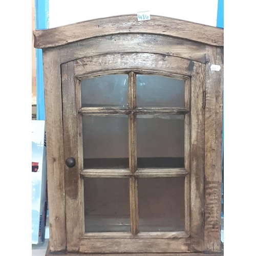 486 - Old Oak Glazed Wall Hanging Cabinet.