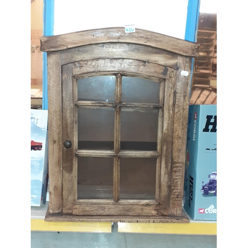 486 - Old Oak Glazed Wall Hanging Cabinet.