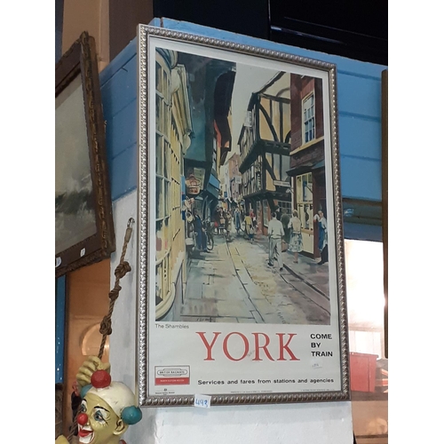 493 - Framed & Glazed Advertising Poster For British Rail to York.