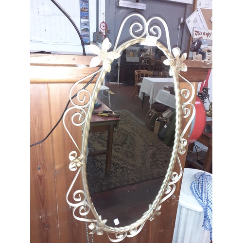 502 - Floral Metal Framed Wall Mirror.