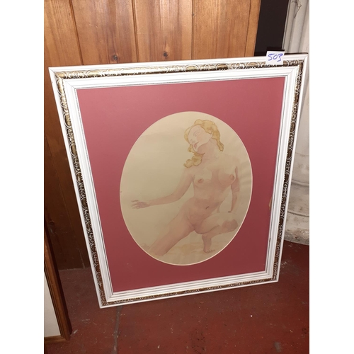 503 - Framed Vintage Watercolour of Nude Lady.