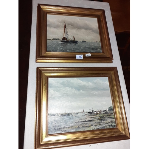 505 - Pair of Framed Oil on Board Paintings by J Calcutt - 